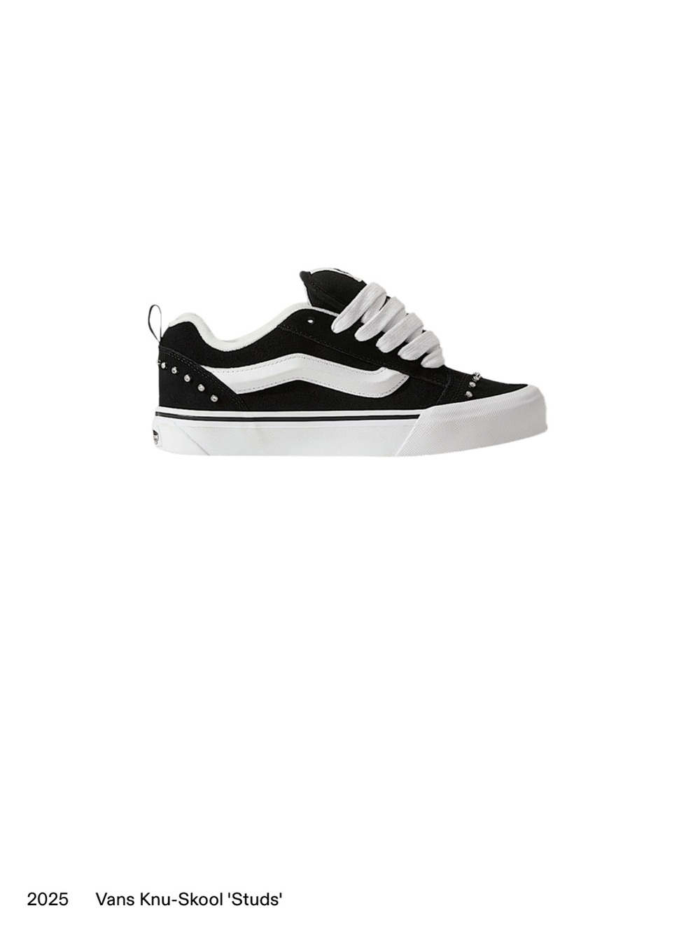 Vans Kids Black & White Knu-Skool Skate Sneakers with Stud Accents